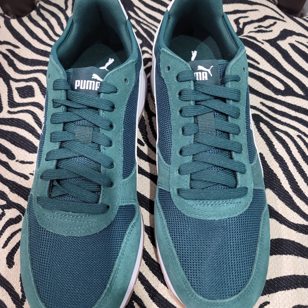 Puma Teal Green And White Men Sneakers